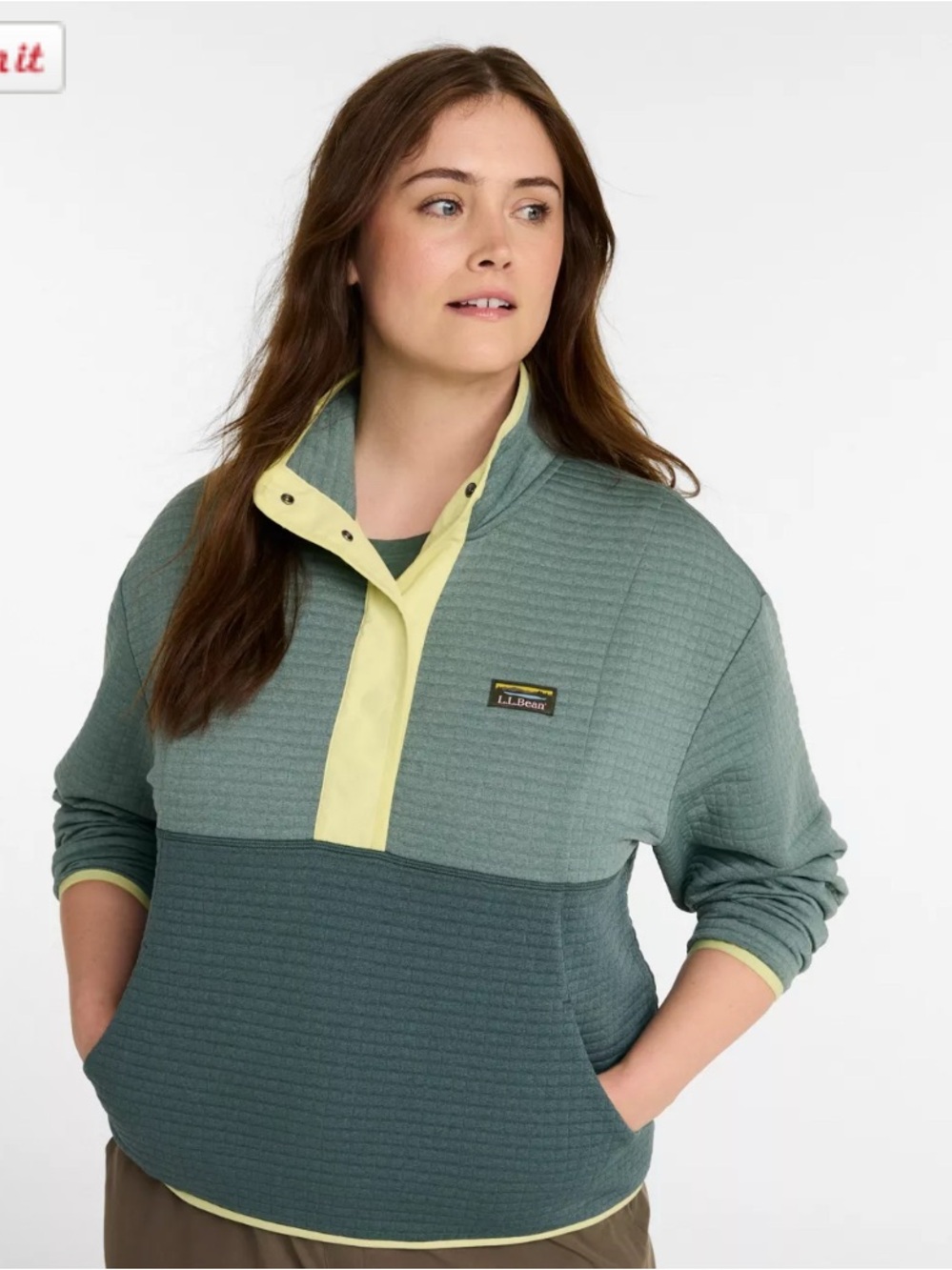 L.L.Bean Airlight Knit Pullover in an Olive And Blue colorblock design
MP Logo